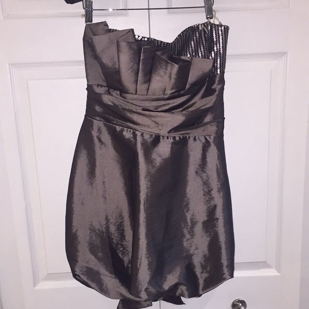 Ladies Strapless Metallic Sequin Formal Prom Graduation Balloon Dress 14